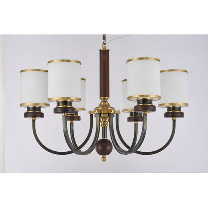 Supplier real photograph of the Ashbourne six-light chandelier complete front view