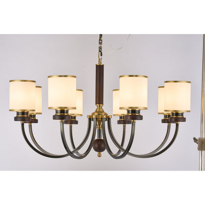Supplier real photograph of the Ashbourne eight-light chandelier complete front view