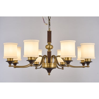 Supplier real photograph of the Alderleigh ten-light chandelier complete front view