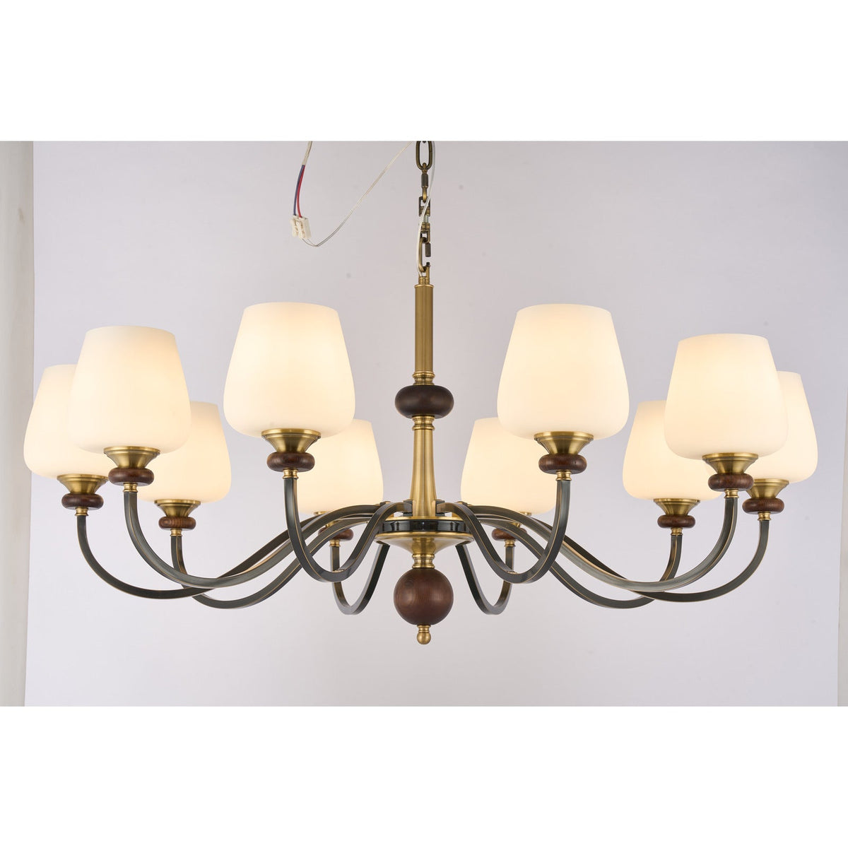 
Supplier real photograph of the Wetherby ten-light chandelier complete lit front view