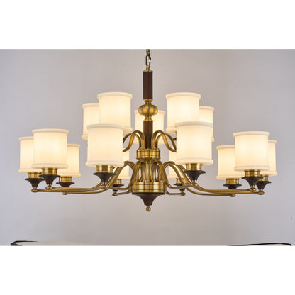 Supplier real photograph of the Alderleigh fifteen-light two-tier chandelier complete front view