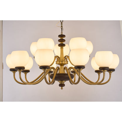 Supplier real photograph of the Ravenelle fifteen-light two-tier chandelier complete front view