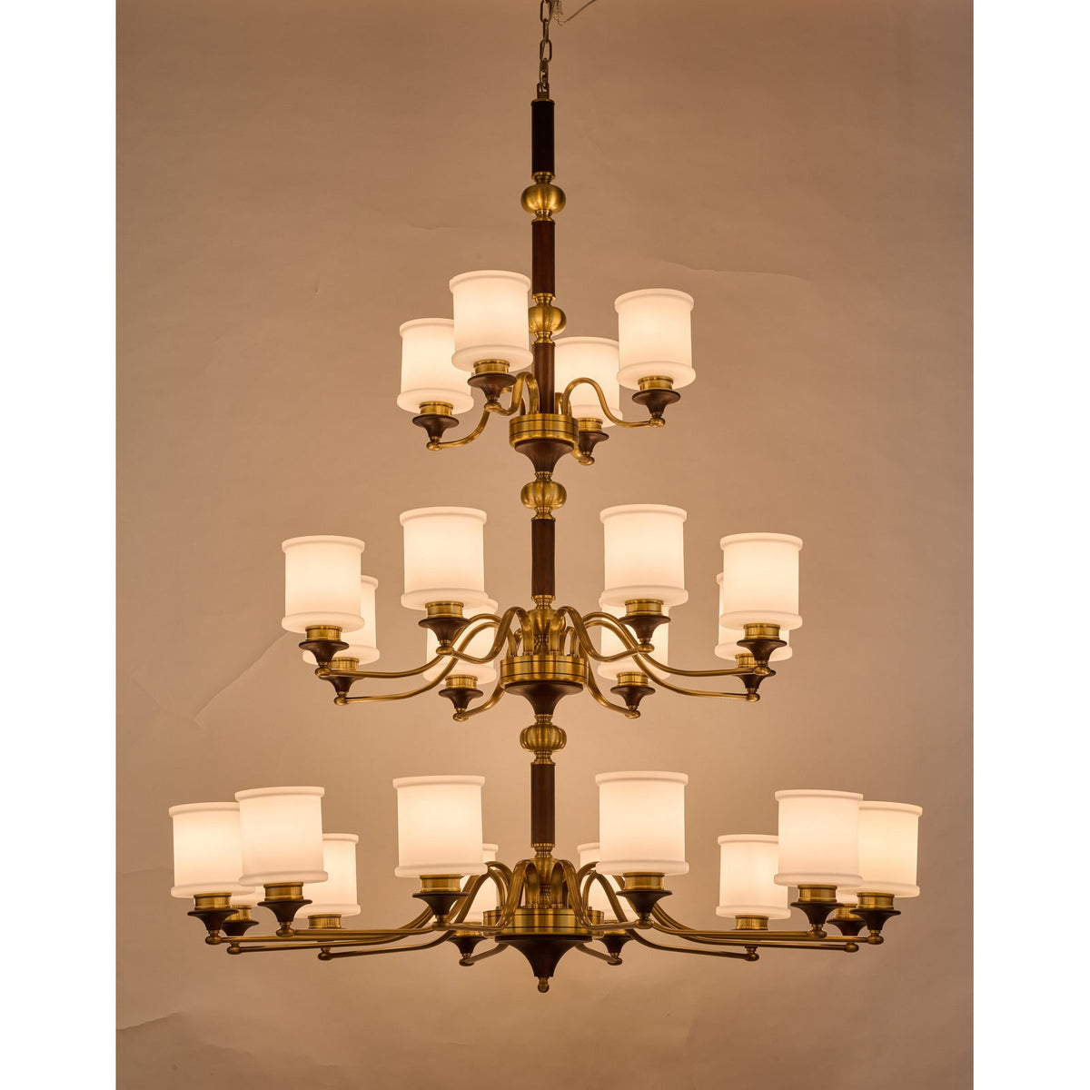 
Supplier real photograph of the Alderleigh twenty-four-light three-tier chandelier complete front view